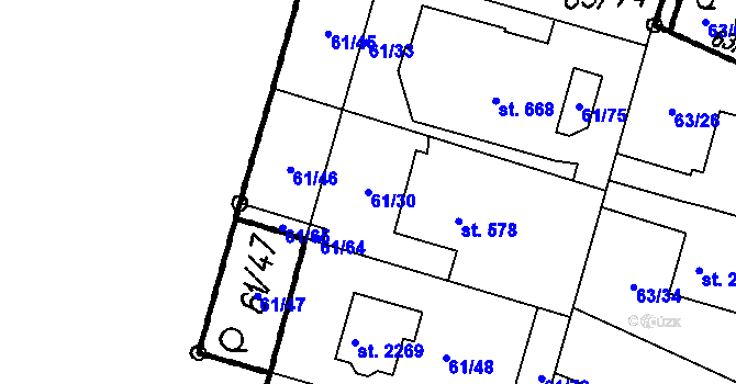 Parcela st. 61/30 v KÚ Čeladná, Katastrální mapa