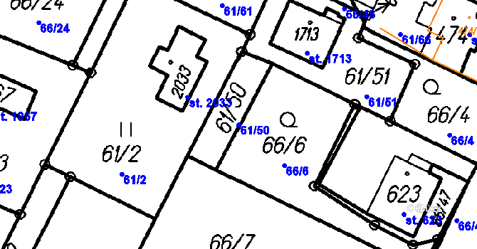 Parcela st. 61/50 v KÚ Čeladná, Katastrální mapa