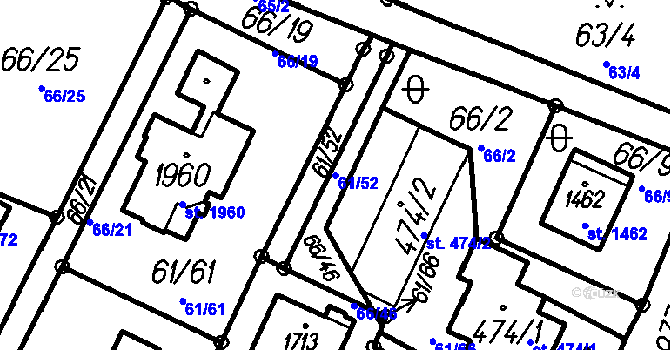 Parcela st. 61/52 v KÚ Čeladná, Katastrální mapa