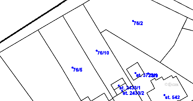 Parcela st. 76/10 v KÚ Čeladná, Katastrální mapa