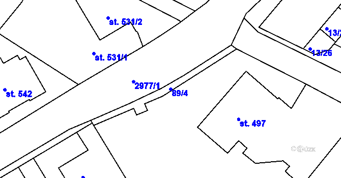Parcela st. 89/4 v KÚ Čeladná, Katastrální mapa