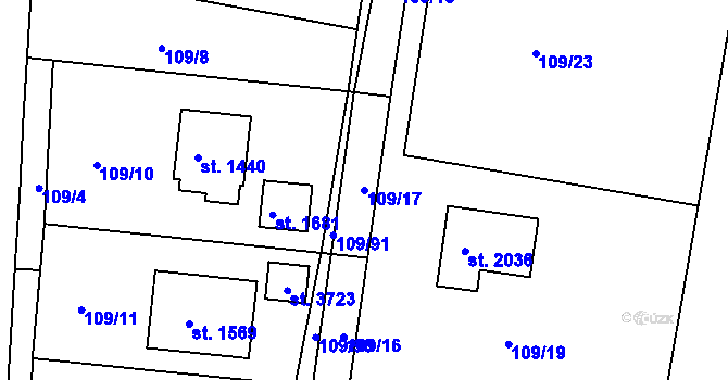 Parcela st. 109/17 v KÚ Čeladná, Katastrální mapa