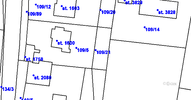 Parcela st. 109/21 v KÚ Čeladná, Katastrální mapa