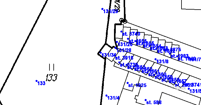 Parcela st. 131/31 v KÚ Čeladná, Katastrální mapa
