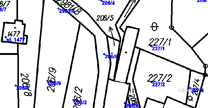 Parcela st. 206/5 v KÚ Čeladná, Katastrální mapa