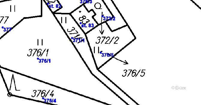 Parcela st. 376/5 v KÚ Čeladná, Katastrální mapa