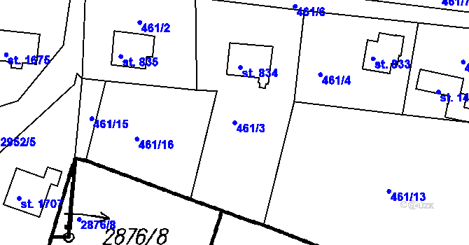 Parcela st. 461/3 v KÚ Čeladná, Katastrální mapa