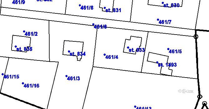 Parcela st. 461/4 v KÚ Čeladná, Katastrální mapa