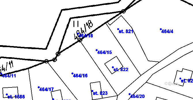 Parcela st. 464/15 v KÚ Čeladná, Katastrální mapa