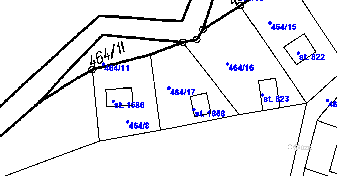 Parcela st. 464/17 v KÚ Čeladná, Katastrální mapa