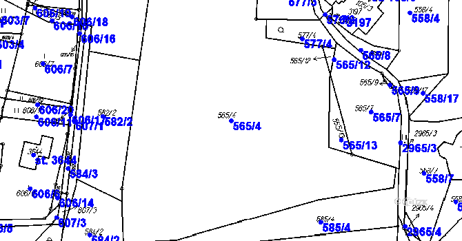 Parcela st. 565/4 v KÚ Čeladná, Katastrální mapa