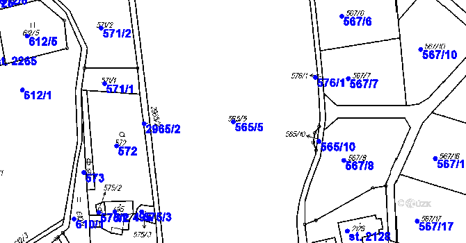 Parcela st. 565/5 v KÚ Čeladná, Katastrální mapa