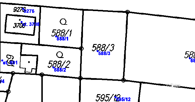 Parcela st. 588/3 v KÚ Čeladná, Katastrální mapa