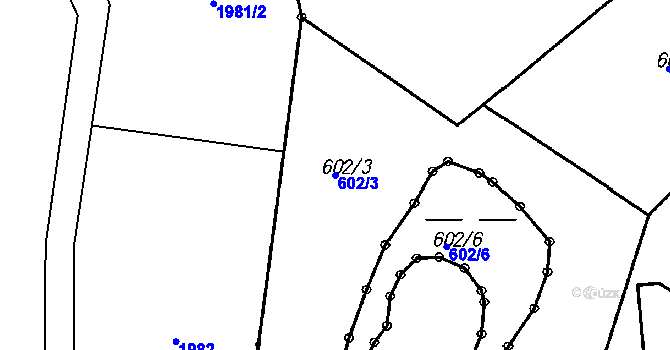 Parcela st. 602/3 v KÚ Čeladná, Katastrální mapa