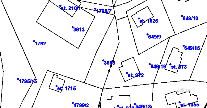 Parcela st. 649/1 v KÚ Čeladná, Katastrální mapa