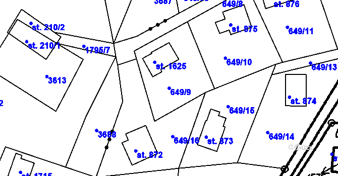Parcela st. 649/9 v KÚ Čeladná, Katastrální mapa