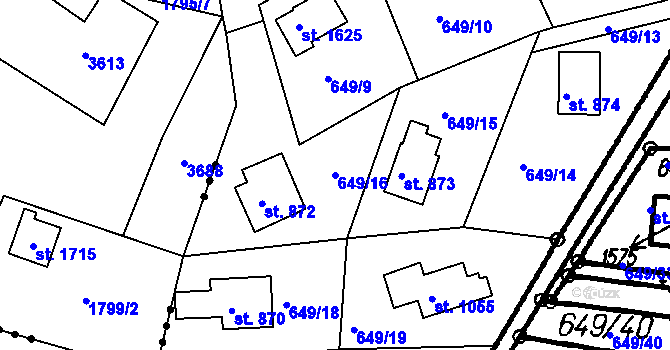 Parcela st. 649/16 v KÚ Čeladná, Katastrální mapa
