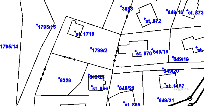 Parcela st. 649/17 v KÚ Čeladná, Katastrální mapa