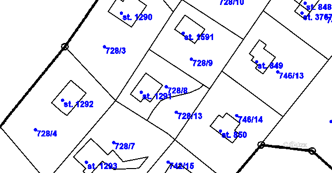 Parcela st. 728/8 v KÚ Čeladná, Katastrální mapa