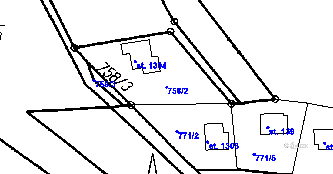 Parcela st. 758/2 v KÚ Čeladná, Katastrální mapa