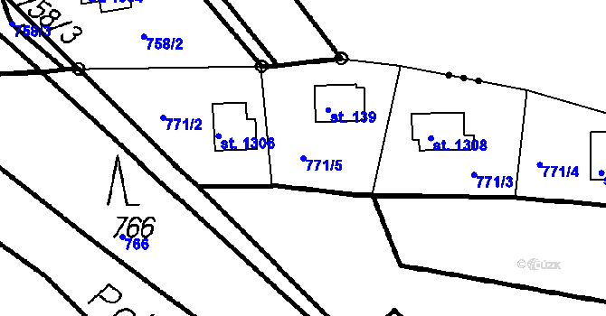 Parcela st. 771/5 v KÚ Čeladná, Katastrální mapa