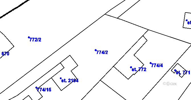 Parcela st. 774/2 v KÚ Čeladná, Katastrální mapa