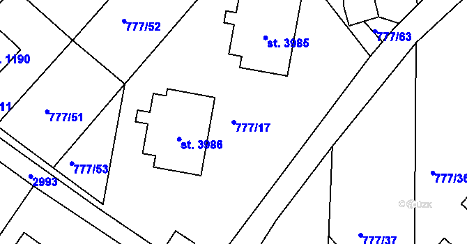Parcela st. 777/17 v KÚ Čeladná, Katastrální mapa