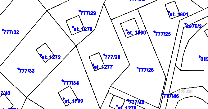Parcela st. 777/28 v KÚ Čeladná, Katastrální mapa