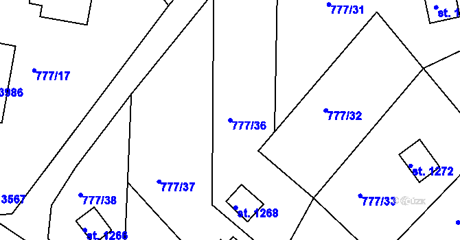 Parcela st. 777/36 v KÚ Čeladná, Katastrální mapa
