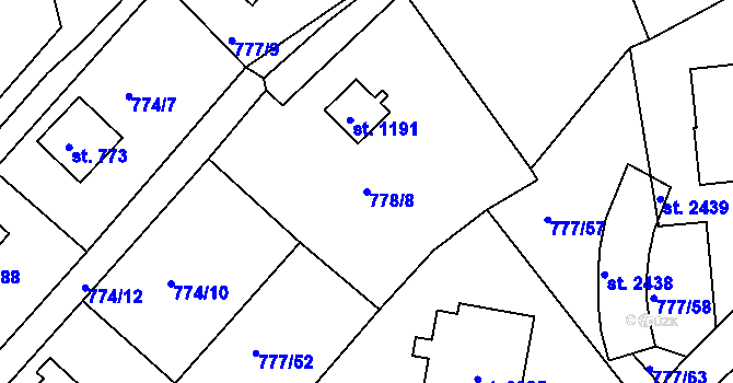 Parcela st. 778/8 v KÚ Čeladná, Katastrální mapa