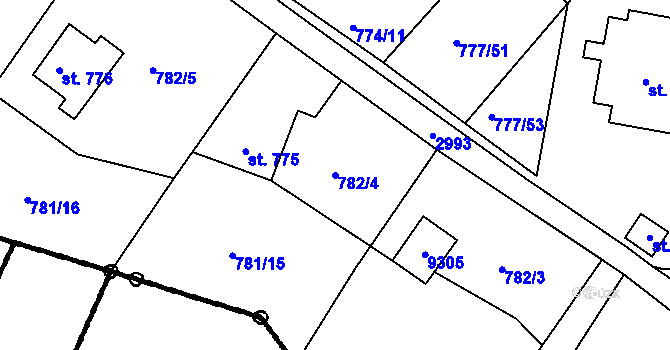 Parcela st. 782/4 v KÚ Čeladná, Katastrální mapa
