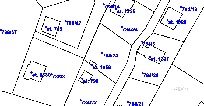 Parcela st. 784/23 v KÚ Čeladná, Katastrální mapa