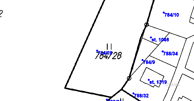 Parcela st. 784/28 v KÚ Čeladná, Katastrální mapa
