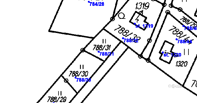 Parcela st. 788/31 v KÚ Čeladná, Katastrální mapa