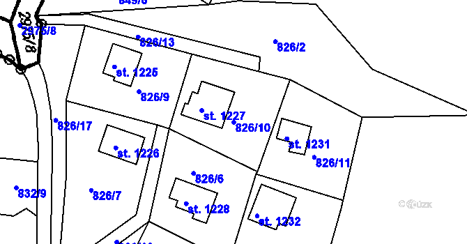 Parcela st. 826/10 v KÚ Čeladná, Katastrální mapa