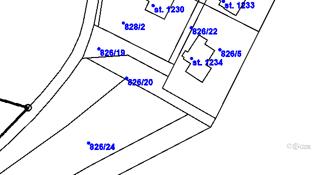 Parcela st. 826/18 v KÚ Čeladná, Katastrální mapa