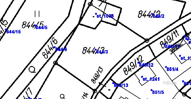 Parcela st. 844/3 v KÚ Čeladná, Katastrální mapa