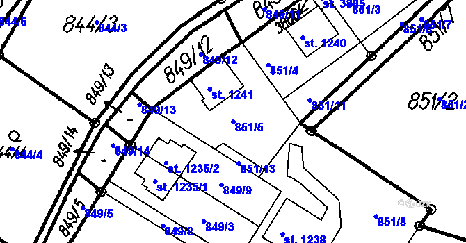 Parcela st. 851/5 v KÚ Čeladná, Katastrální mapa