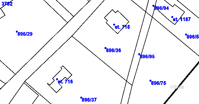 Parcela st. 896/36 v KÚ Čeladná, Katastrální mapa