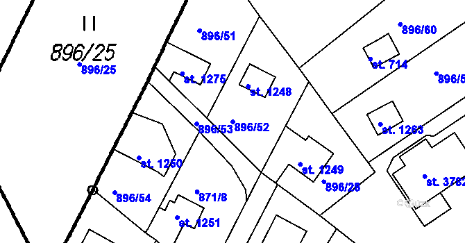 Parcela st. 896/52 v KÚ Čeladná, Katastrální mapa