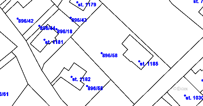 Parcela st. 896/58 v KÚ Čeladná, Katastrální mapa