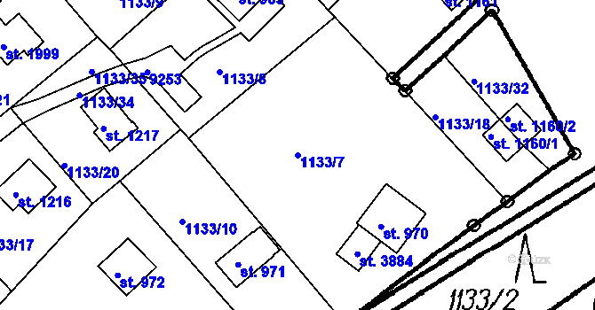 Parcela st. 1133/7 v KÚ Čeladná, Katastrální mapa