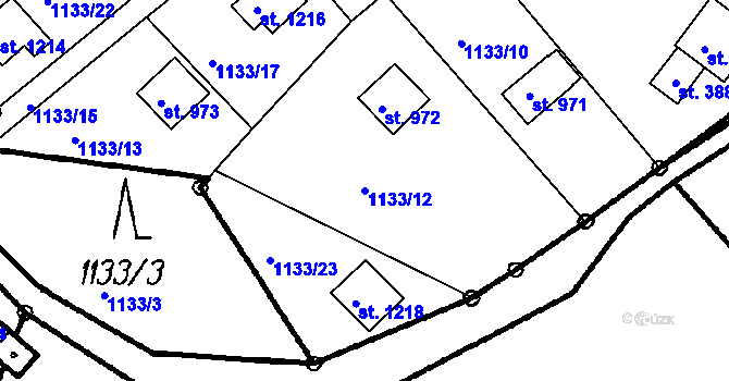 Parcela st. 1133/12 v KÚ Čeladná, Katastrální mapa