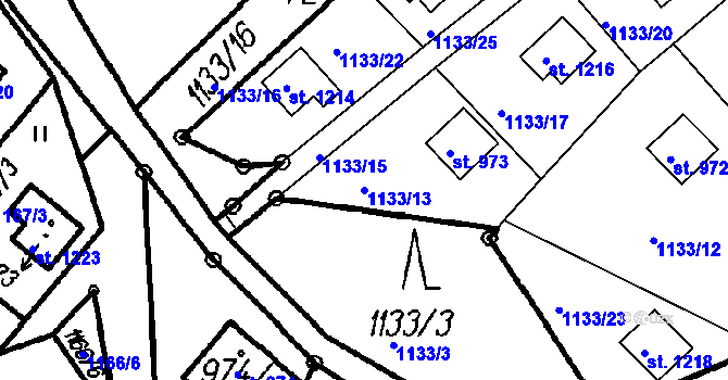 Parcela st. 1133/13 v KÚ Čeladná, Katastrální mapa