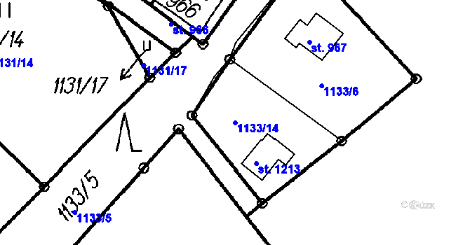 Parcela st. 1133/14 v KÚ Čeladná, Katastrální mapa