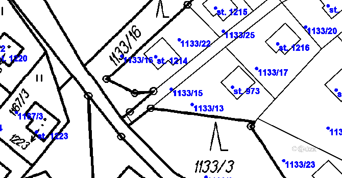 Parcela st. 1133/15 v KÚ Čeladná, Katastrální mapa