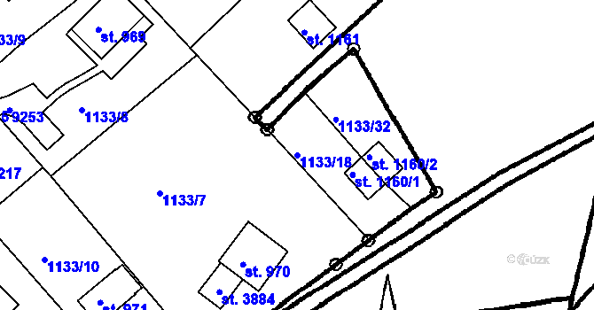Parcela st. 1133/18 v KÚ Čeladná, Katastrální mapa