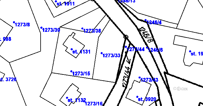 Parcela st. 1273/33 v KÚ Čeladná, Katastrální mapa