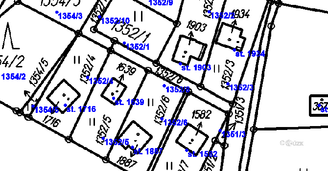 Parcela st. 1352/8 v KÚ Čeladná, Katastrální mapa