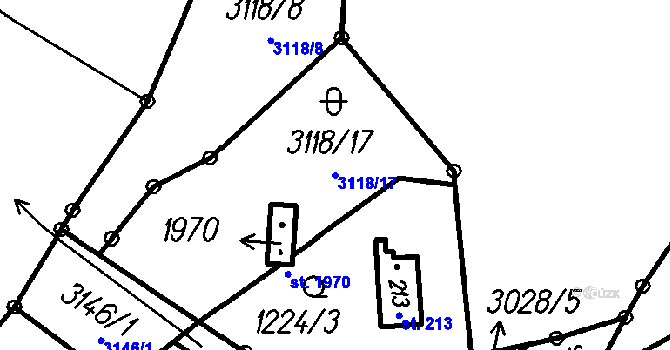 Parcela st. 3118/17 v KÚ Čeladná, Katastrální mapa